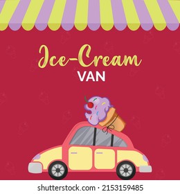 Ice cream van banner design template.