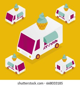 ICE CREAM VAN.
Collection of isometric elements.
