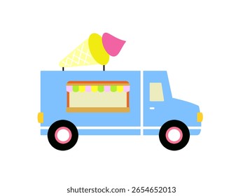 Icono de la furgoneta del helado aislado en el fondo blanco.