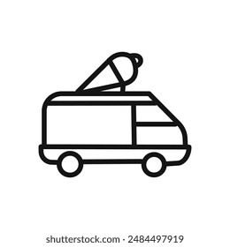 Ice cream van icon linear vector graphics sign