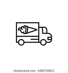 Ice cream van icon outline collection in black