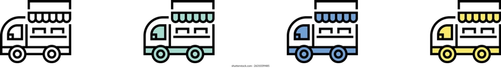 ice cream van icon. Outline, Green, Blue and Yellow Style Design Isolated On White Background