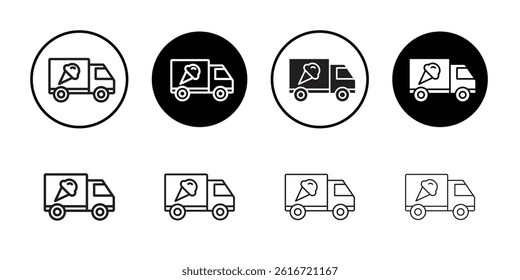 Ice cream van icon Thin line illustration set