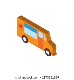 Ice cream van isometric left top view 3D icon
