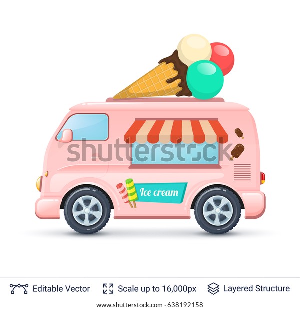 Ice Cream Van Retro Bus Selling Stock Vector Royalty Free