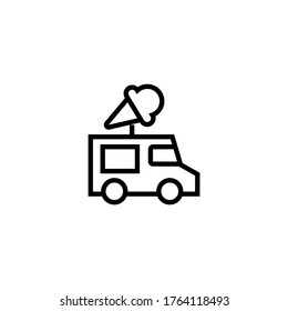 Icono vectorial de la camioneta helada en icono de estilo de línea negra, estilo aislado en fondo blanco
