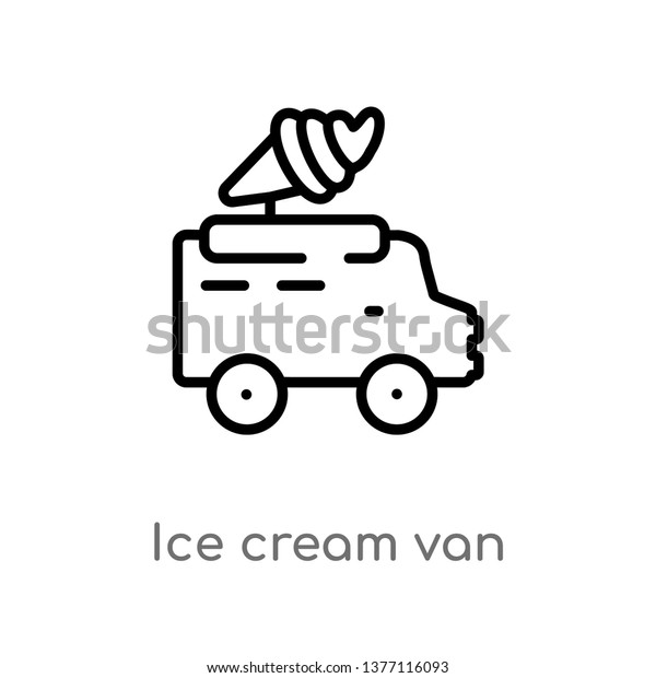ice cream van vector line icon. Simple element\
illustration. ice cream van outline icon from summer concept. Can\
be used for web and mobile