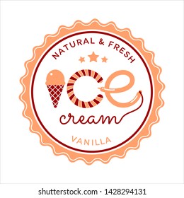 Vainilla de helado. Ilustración de tipo. Diseñar elementos de plantilla para etiquetas, logotipos, insignias, etiquetas o iconos. 