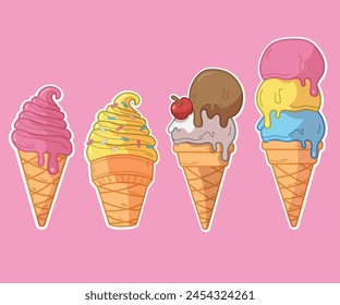 Ice Cream variant illustration vector