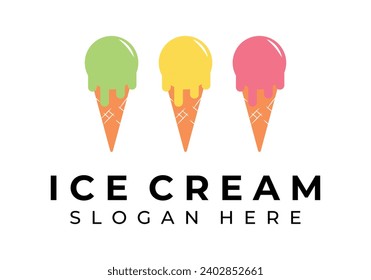 ice cream variation color logo icon vintage vector illustration design