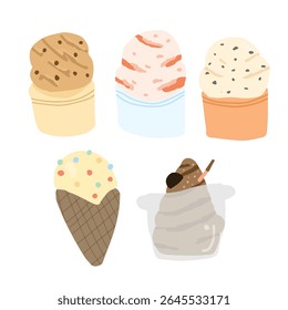 Sorvete várias clipart sabor 