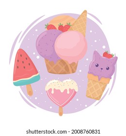 ice cream various flavors dessert