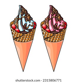 ICE CREAM WITH VARIOUS TOPPINGS
