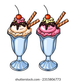 ICE CREAM WITH VARIOUS TOPPINGS