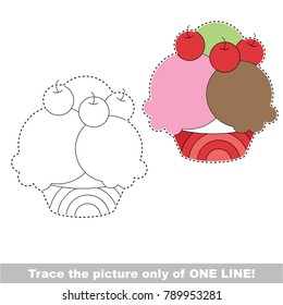 Ice Cream Vase to be traced only of one line, the tracing educational game to preschool kids with easy game level, the colorful and colorless version.