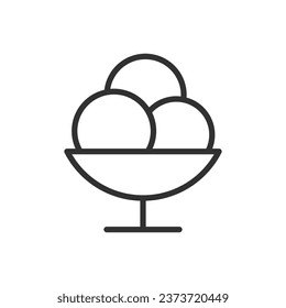 ice cream in an ice cream vase, linear icon. Line with editable stroke
