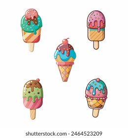 an ice cream  vector art illustration,  set on a solid illustrated white background.