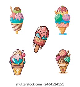 an ice cream  vector art illustration,  set on a solid white background. 