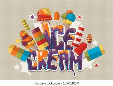 Ice cream vector background, colorful sweets