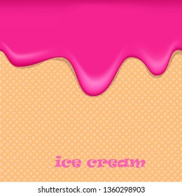 ice cream vector background , realistic style, pink,waffle