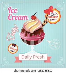 Ice cream vector banner illustration