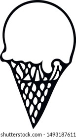 Ice cream vector, black outline
