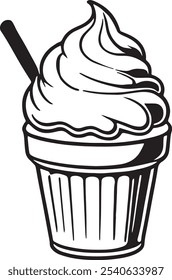 Eiscreme Vektor schwarz-weiß