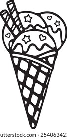 Ice Cream vector black and white