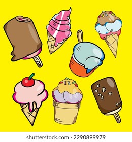 ice cream vector bundle set for food concept