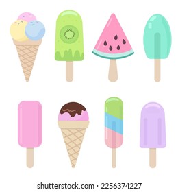 Ice cream, vector cartoon clip art in gentle pastel colors