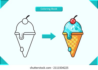 Ice cream vector cartoon coloring book. coloring book for kids