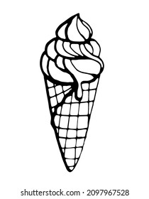 Ice cream. Vector clipart. Hand drawn