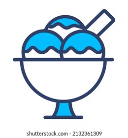 Icono de línea de color de vector de helado. Icono de línea vector simple