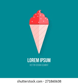 Ice cream vector concept. Design element for restaurant menu illustration or for logotype. Flat design of food. Diet and unhealthy eating habits illustration. 