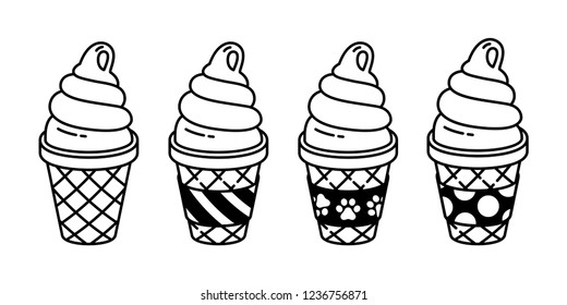 ice cream vector cone icon logo chocolate vanilla polka dot stripe dog paw cartoon illustration graphic