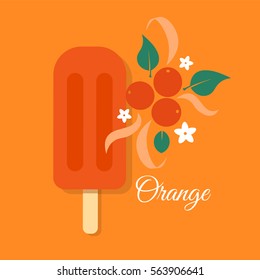 Ice cream vector creative illustration, folk style isolated color design template