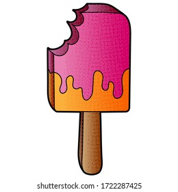 ice cream vector design. digital hand drawn. halftone texture