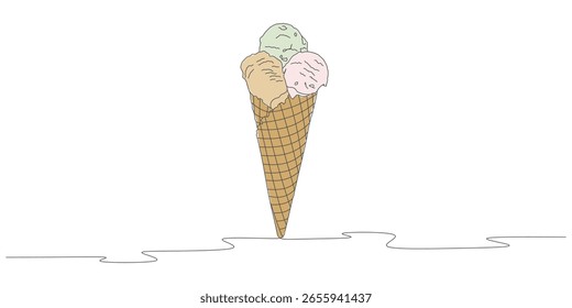  Ice cream vector design with three flavors chocolate strawberry matcha