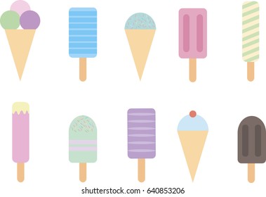 Ice cream, vector, dessert,  set vector illustration 