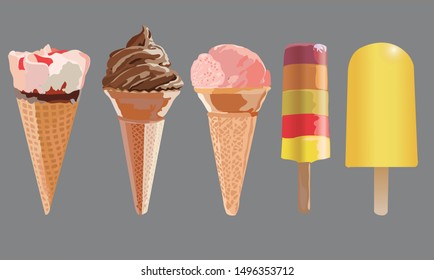 ice cream vector different type ice creams