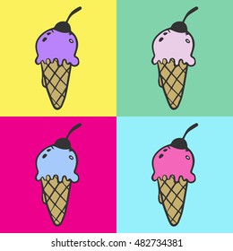 Ice cream vector doodle style illustration