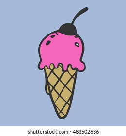Ice cream vector doodle style illustration