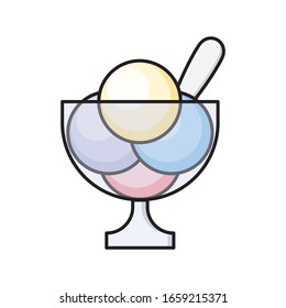 ice cream vector flat color icon 