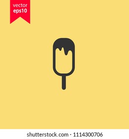 Ice Cream vector flat icon. Yellow background. EPS 10 vector sign.