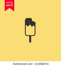 Ice Cream vector flat icon. Yellow background. EPS 10 vector sign.
