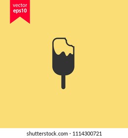 Ice Cream vector flat icon. Yellow background. EPS 10 vector sign.