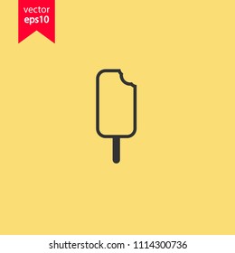 Ice Cream vector flat icon. Yellow background. EPS 10 vector sign.