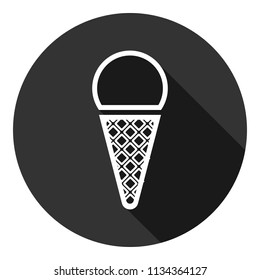 Ice Cream vector flat icon. Gray background with shadow. Vector flat sign.