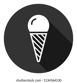 Ice Cream vector flat icon. Gray background with shadow. Vector flat sign.