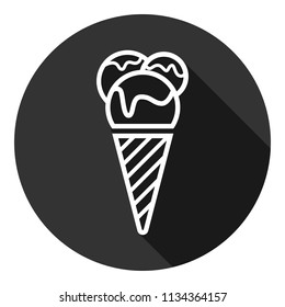 Ice Cream vector flat icon. Gray background with shadow. Vector flat sign.
